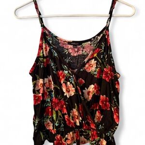 Ambiance Black Top with Bright Floral Design